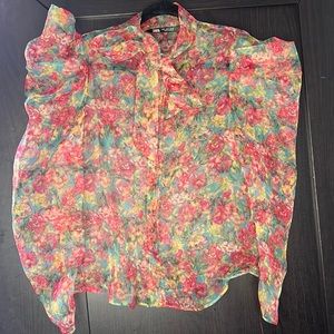 Zara Pink Floral Mesh Blouse